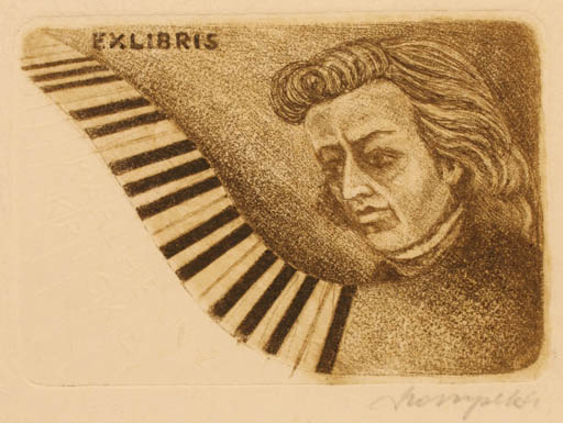 Exlibris by Kazimierz Szoltysek from Poland for Karl Heinz Kricke - Portrait 