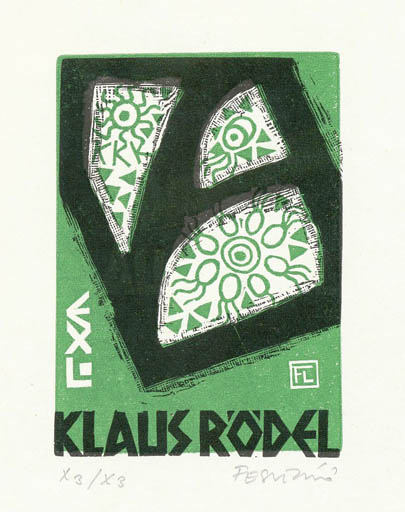 Exlibris by Ladislav Feszt from Romania for Klaus Rödel - Abstract 