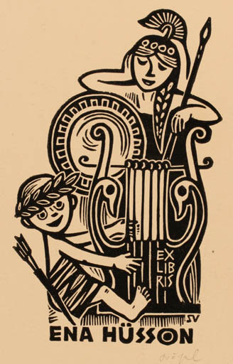 Exlibris by Silvi Väljal from Estonia for Ena Hüsson - Mythology 