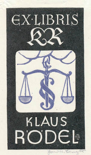 Exlibris by Hans Michael Bungter from Germany for Klaus Rödel - Law Literature 