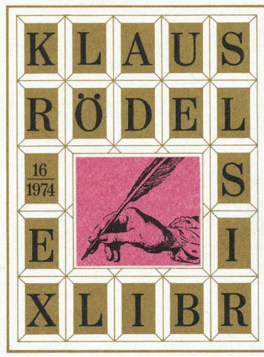 Exlibris by Otto Kuchenbauer from Germany for Klaus Rödel - Text/Writing 