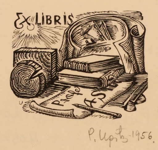 Exlibris by Peteris Upitis from Latvia for Prof. A. S. - Book 