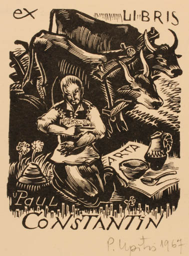 Exlibris by Peteris Upitis from Latvia for Paul Constantin - Working Fauna Food 