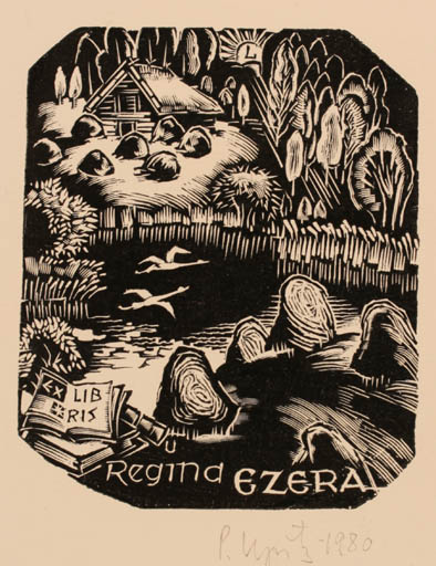 Exlibris by Peteris Upitis from Latvia for Regina Ezera - Scenery/Landscape 