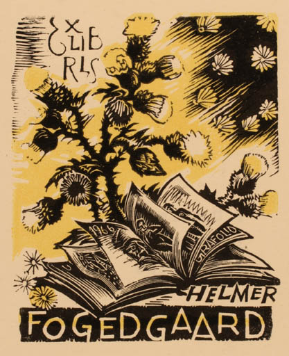 Exlibris by Peteris Upitis from Latvia for Helmer Fogedgaard - Book Flora 