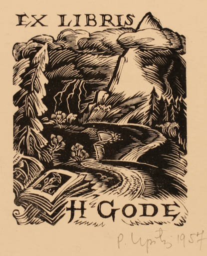 Exlibris by Peteris Upitis from Latvia for H. Gode - Book Scenery/Landscape 