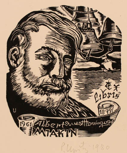 Exlibris by Peteris Upitis from Latvia for Albert Mjakin - Portrait 