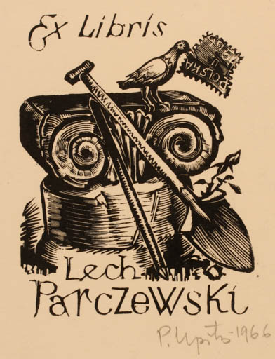 Exlibris by Peteris Upitis from Latvia for Lech Parczewski - 