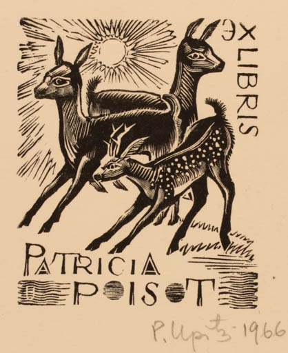 Exlibris by Peteris Upitis from Latvia for Patricia Poisot - Fauna Sun 