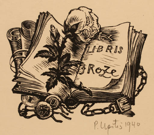 Exlibris by Peteris Upitis from Latvia for Janis Roze - Flower Book 