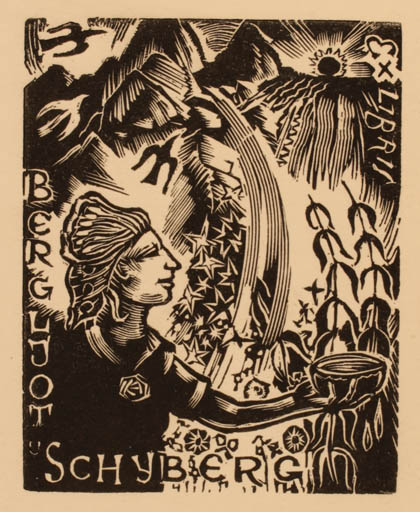 Exlibris by Peteris Upitis from Latvia for Bergjot Schyberg - 