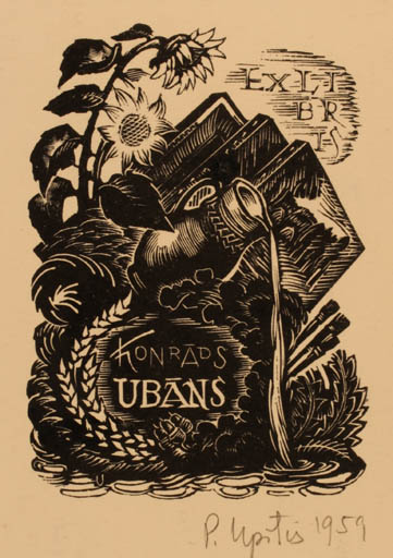 Exlibris by Peteris Upitis from Latvia for Konrads Ubans - 