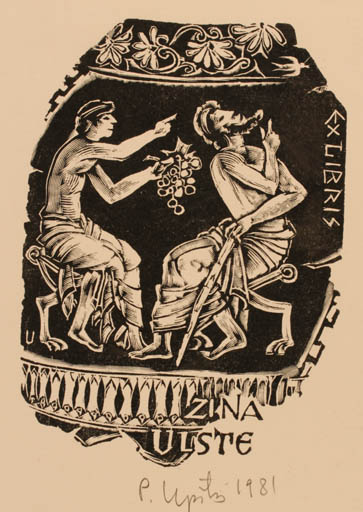 Exlibris by Peteris Upitis from Latvia for Zina Ulste - Classical antiquity 