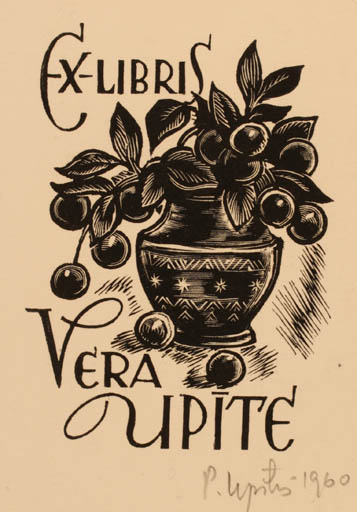 Exlibris by Peteris Upitis from Latvia for Vera Upite - Flora Fruit 