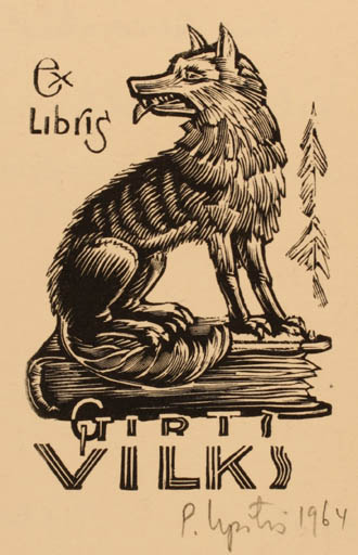 Exlibris by Peteris Upitis from Latvia for Girti Vilks - Book Fauna 