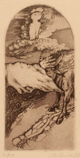 Exlibris by Augustinas Virgilijus Burba from Lithuania for Citta Di Cortona - Fauna 