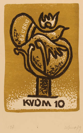 Exlibris by Augustinas Virgilijus Burba from Lithuania for ? K. V. D. M. - Bird 