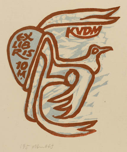 Exlibris by Augustinas Virgilijus Burba from Lithuania for ? K. V. D. M. - Bird 