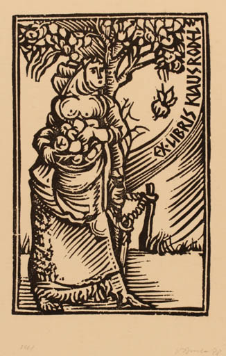 Exlibris by Augustinas Virgilijus Burba from Lithuania for Klaus Rödel - Fruit Woman 