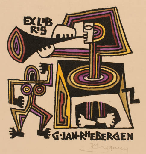 Exlibris by Alfonsas Cepaukas from Lithuania for G. Jan Rhebergen - Music 