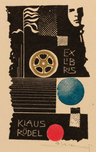 Exlibris by Alfonsas Cepaukas from Lithuania for Klaus Rödel - Abstract 