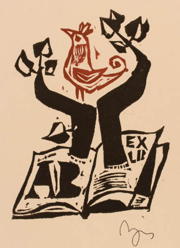 Exlibris by Valerijonas Vytautas Jucys from Lithuania for ? A. B. - Book Bird 