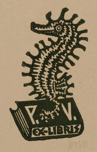 Exlibris by Valerijonas Vytautas Jucys from Lithuania for ? P. V. - Book Fauna 