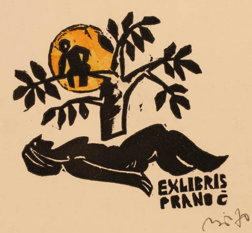 Exlibris by Valerijonas Vytautas Jucys from Lithuania for C. Prano - Woman Tree 