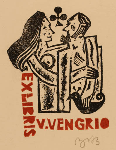 Exlibris by Valerijonas Vytautas Jucys from Lithuania for Vitolio Vengrio - Couple 