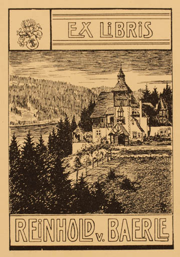 Exlibris by ? Unbekannt from Germany for Reinhold v. Baerle - Church Scenery/Landscape 