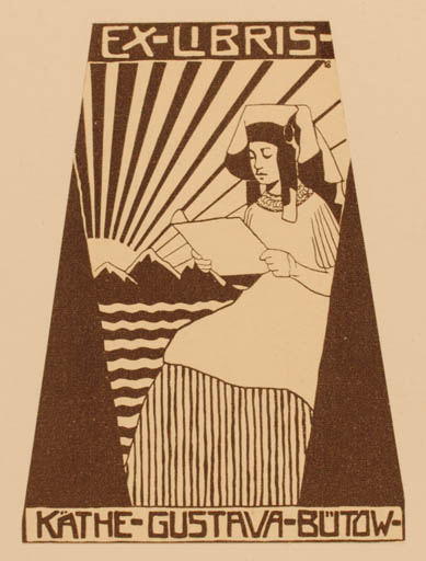 Exlibris by ? Unbekannt from Germany for Käthe-Gustava Bütow - Woman Sun 