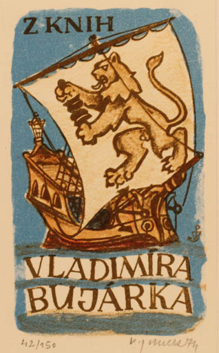 Exlibris by ? Unbekannt from Czech Republic for Vladimir Bujárek - Ship/Boat 