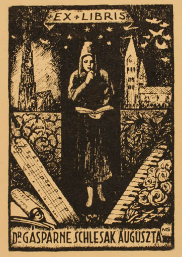 Exlibris by ? Unbekannt from Unknown for Dr. Gasparne Schlesak - Book Church Music 