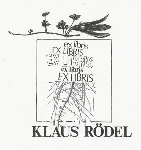 Exlibris by Vytautas O. Virkau from USA for Klaus Rödel - Flora 