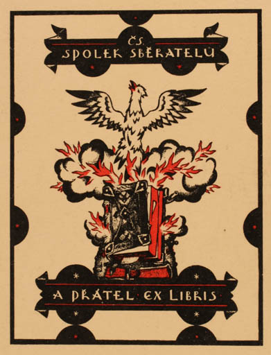 Exlibris by ? Unbekannt from Poland for ? Spolek Sberatelu a Pratel - Bird Phoenix 