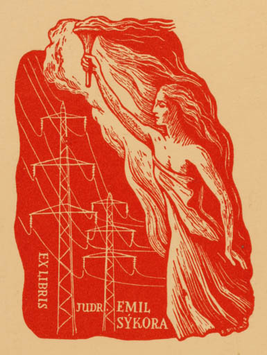 Exlibris by ? Unbekannt from Czech Republic for Emil Sykora - Woman Technology 
