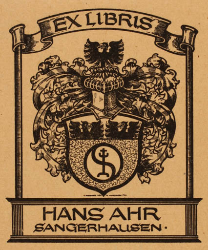 Exlibris by ? Unbekannt from Germany for Hans Ahr Sangerhausen - Heraldry 