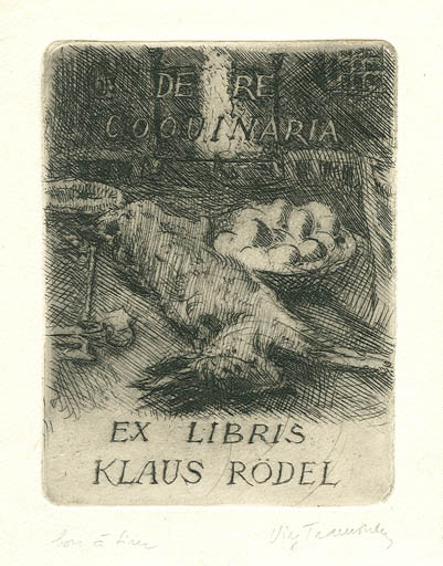 Exlibris by Virgilio Tramontin from Italy for Klaus Rödel - Food 