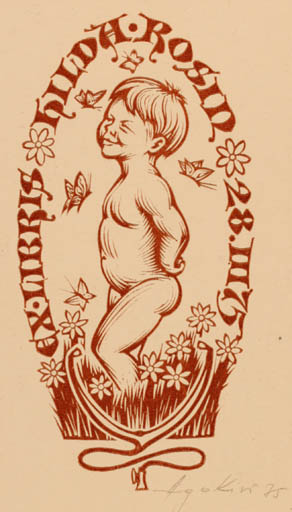 Exlibris by ? Unbekannt from Unknown for Hilda Rosin - Child Butterfly 