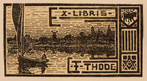 Exlibris by ? Unbekannt from Unknown for T. Thode - Maritime Ship/Boat 