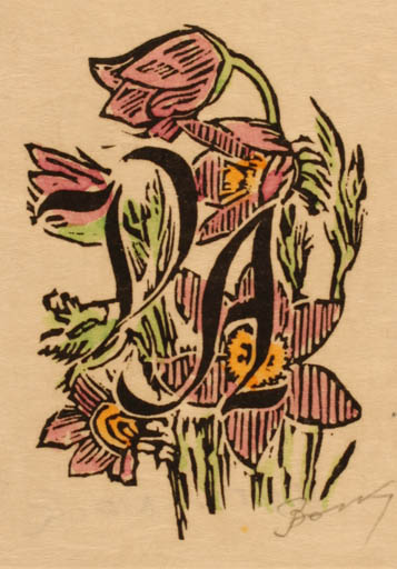 Exlibris by Karl Bock from Germany for ? V. A. - Flower Flora 