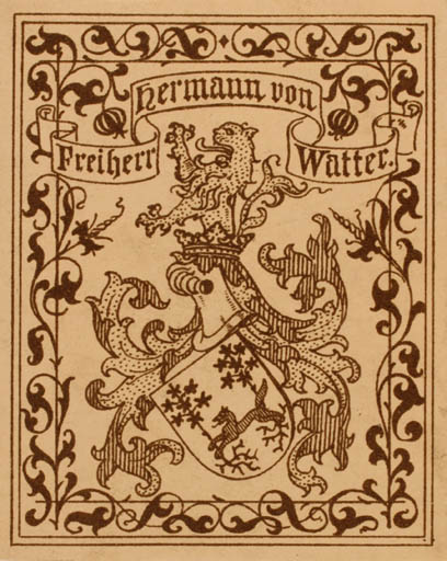 Exlibris by ? Unbekannt from Germany for Hermann von Watter - Heraldry 