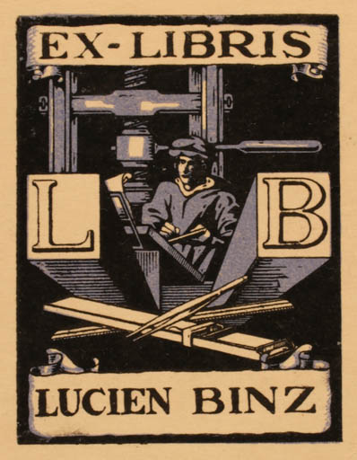 Exlibris by ? Unbekannt from Unknown for Lucien Binz - Working Printing technique 