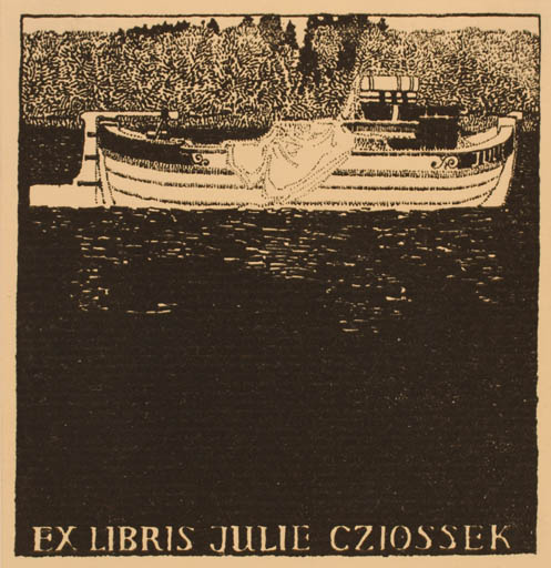 Exlibris by ? Unbekannt from Unknown for Julie Cziossek - Maritime Ship/Boat 