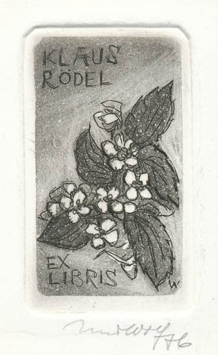 Exlibris by Remo Wolf from Italy for Klaus Rödel - Flower Flora 