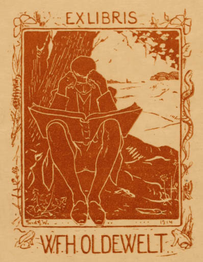 Exlibris by ? Unbekannt from Netherland for W. F. H. Oldewelt - Book Jugend Scenery/Landscape Man 