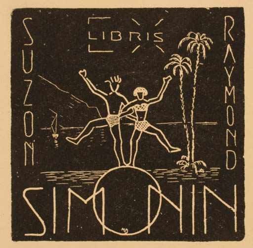 Exlibris by ? Unbekannt from Unknown for Suzon + Raymond Simonin - Dancing 
