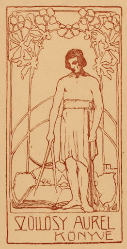 Exlibris by ? Unbekannt from Hungary for Aurel Szollosy - Jugend Man 