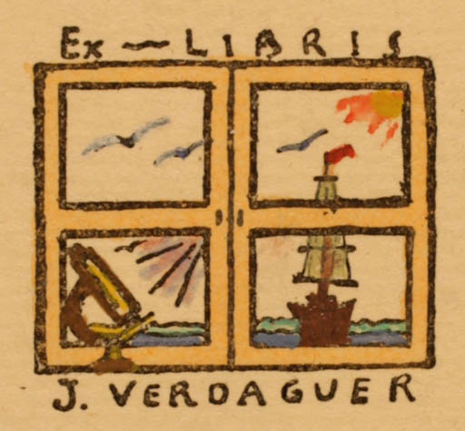Exlibris by ? Unbekannt from France for J. Verdaguer - 