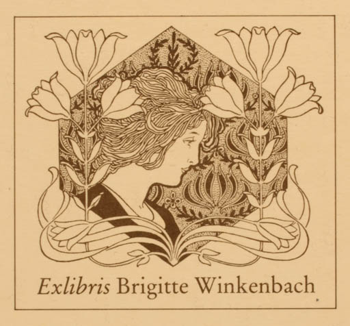 Exlibris by Margarete Driesch-Reifferscheidt from Germany for Brigitte Winkenbach - Flora Jugend Portrait 